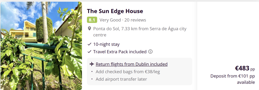 Madeira holiday deal from Dublin with flights and hotel included – best travel deals to Funchal Portugal