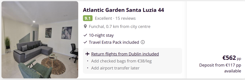 Madeira holiday deal from Dublin with flights and hotel included – best travel deals to Funchal Portugal