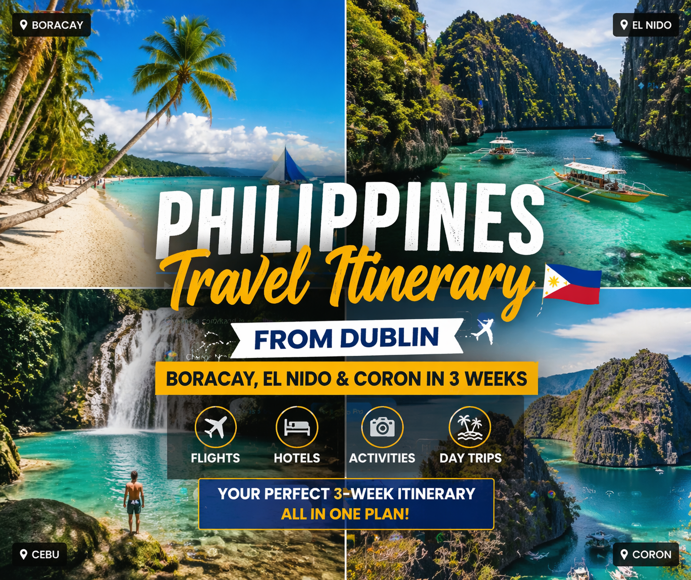 Philippines Travel Itinerary from Dublin 🇵🇭 | Boracay, El Nido & Coron in 3 Weeks