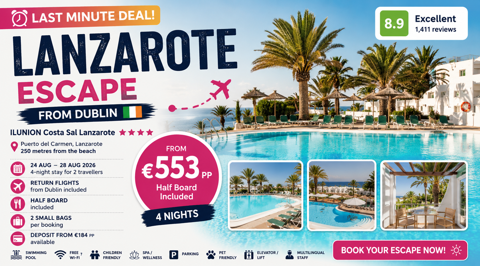 Lanzarote Half Board Escape from Dublin
