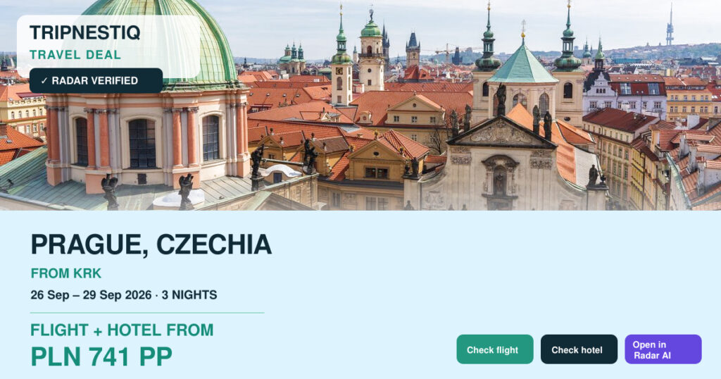 Prague travel deal from Kraków