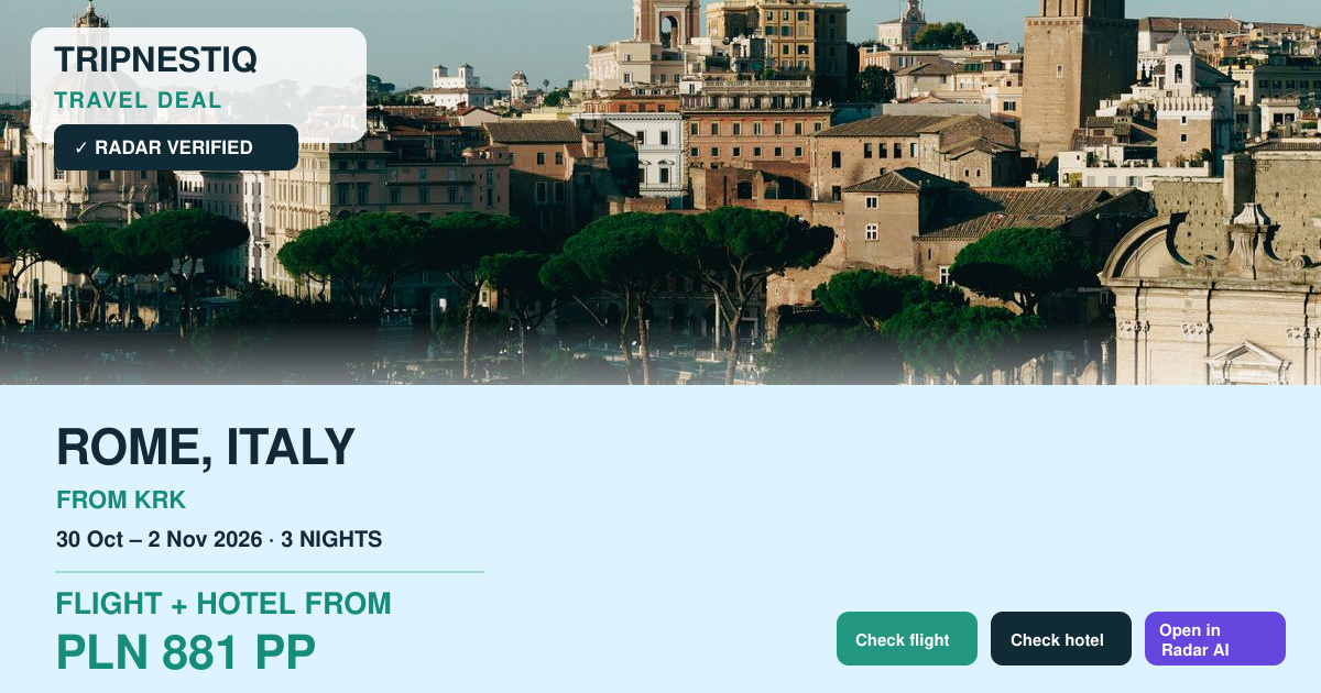 Rome travel deal from Kraków