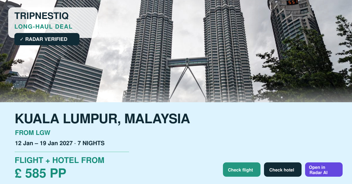 Kuala Lumpur travel deal from London Gatwick