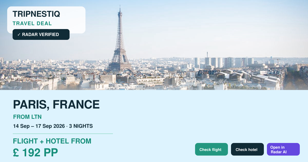 Paris travel deal from London Luton