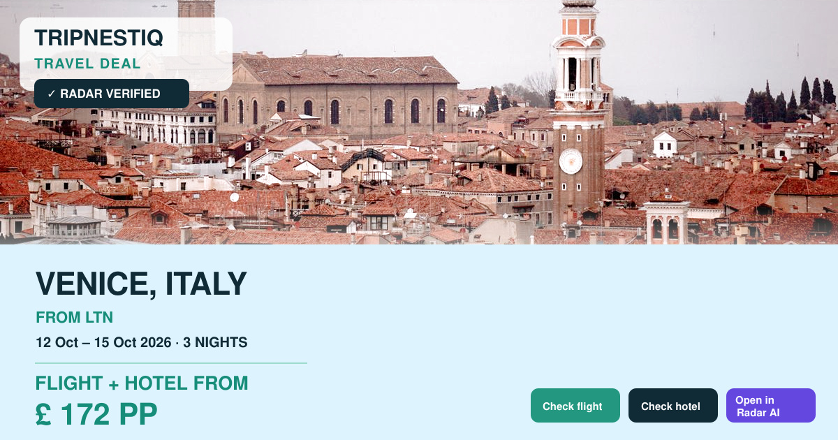 Venice travel deal from London Luton