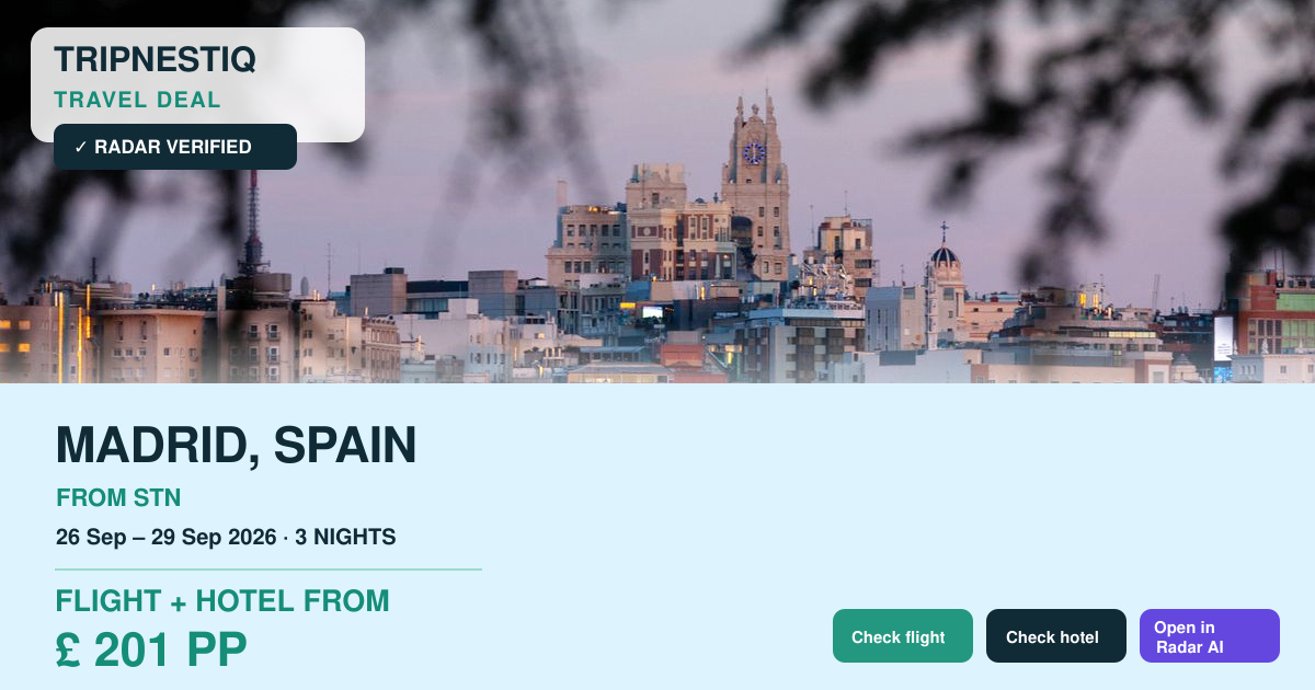 Madrid travel deal from London Stansted
