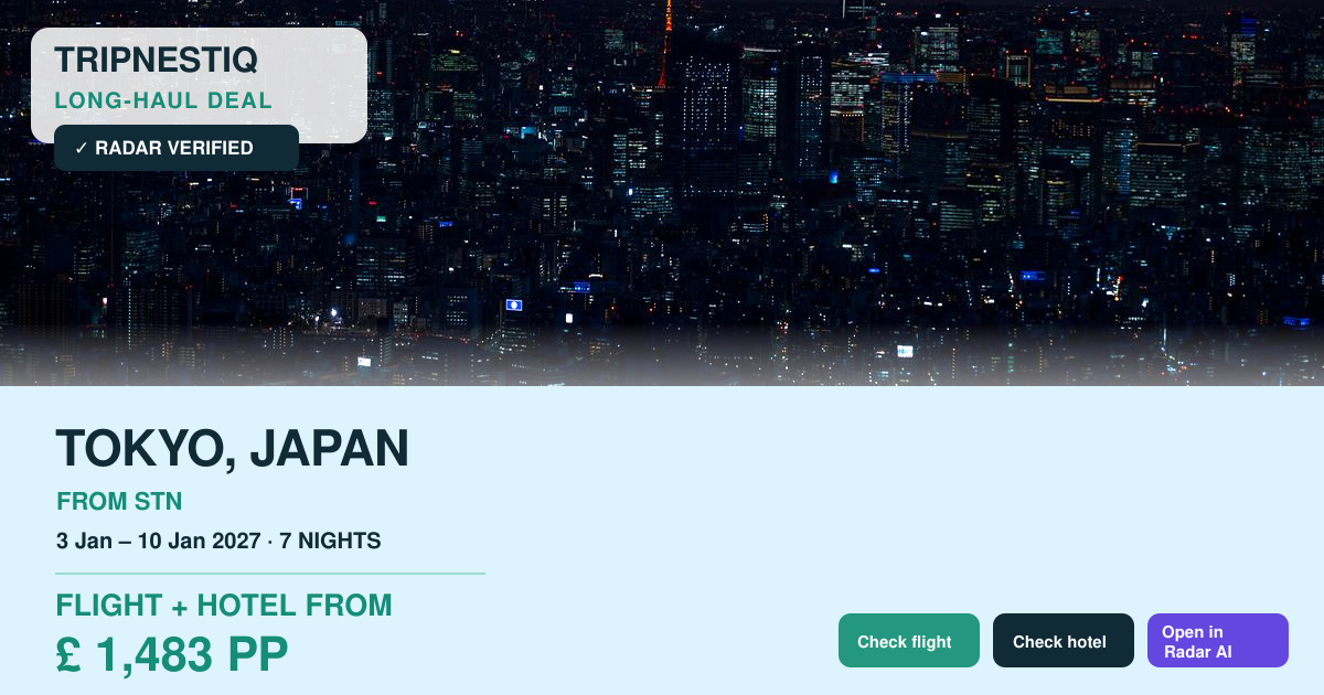 Tokyo travel deal from London Stansted