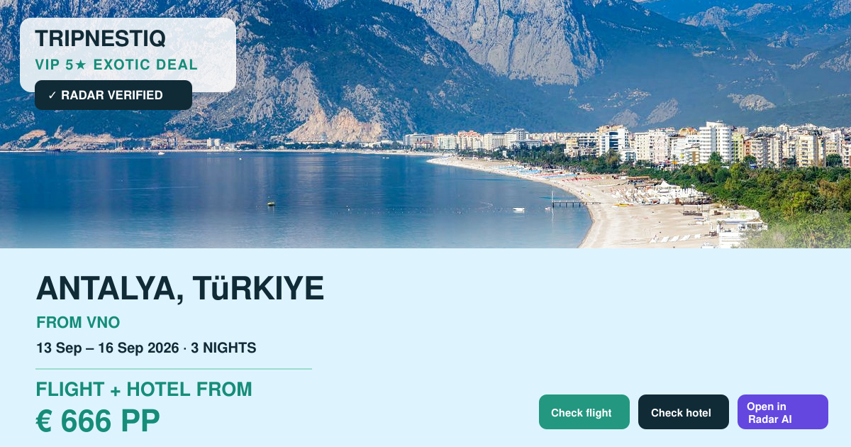 Antalya iš Vilnius — 3 nakvynės, skrydis + viešbutis nuo EUR 666 asm.