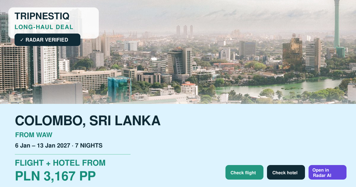 Colombo travel deal from Warszawa