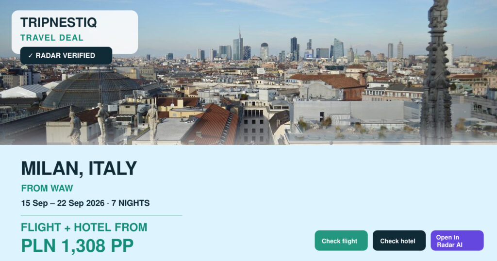 Milan travel deal from Warszawa