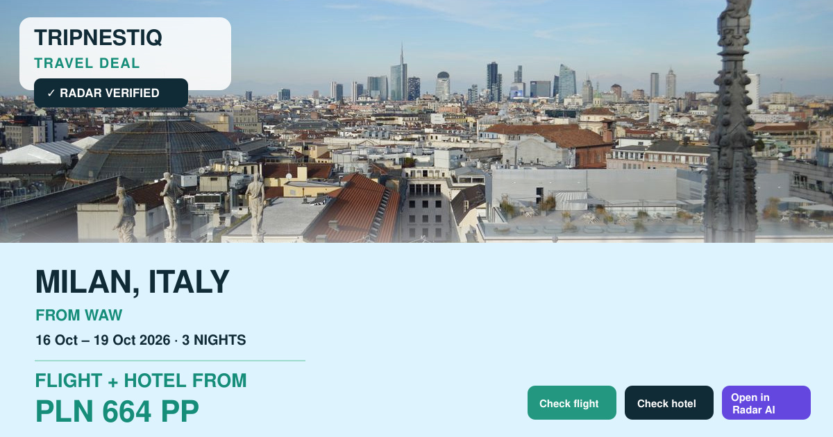 Milan travel deal from Warszawa
