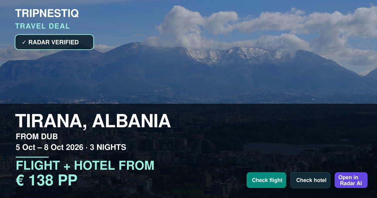 Tirana deal from Dublin