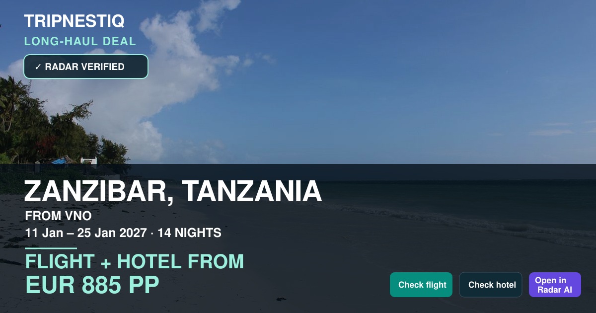 Zanzibar deal from Vilnius