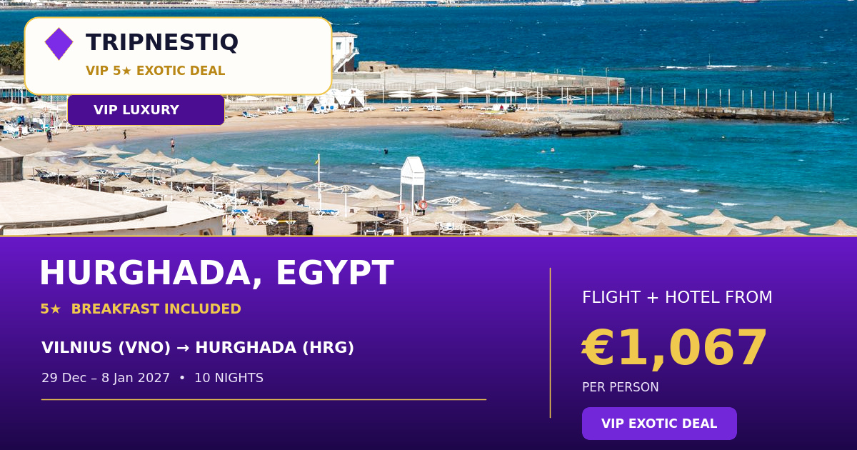 Hurghada iš Vilnius — 10 nakvynės, skrydis + viešbutis nuo EUR 1,067 asm.