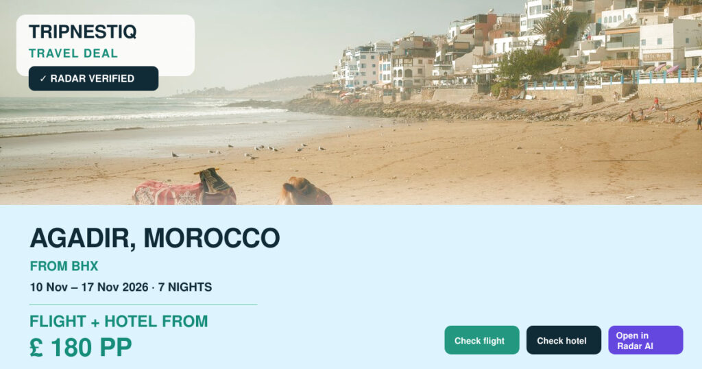 Agadir travel deal from Birmingham