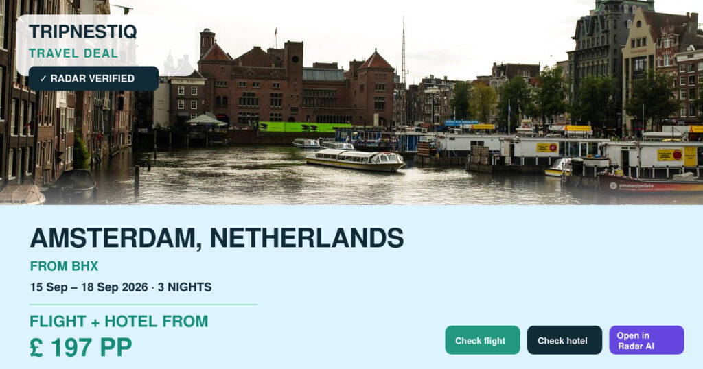 Amsterdam travel deal from Birmingham
