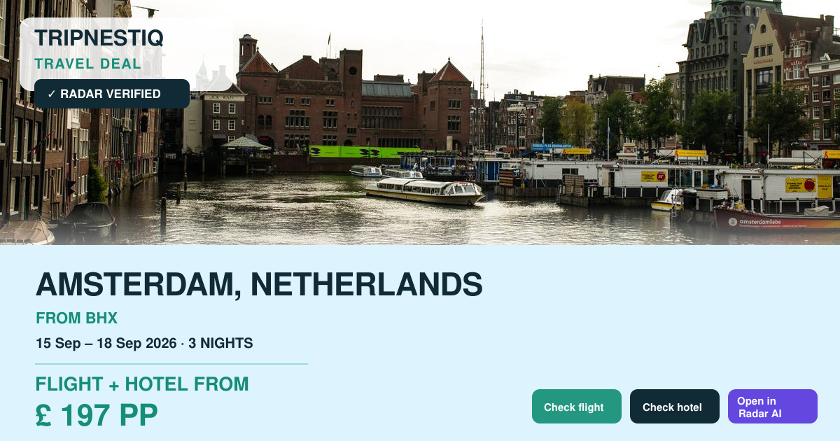 Amsterdam travel deal from Birmingham