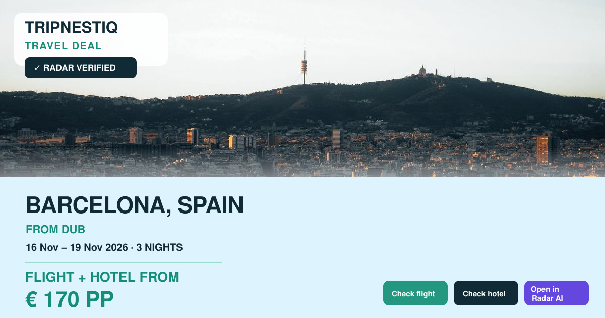 Barcelona from Dublin — 3 nights, flight + hotel from EUR 170 pp