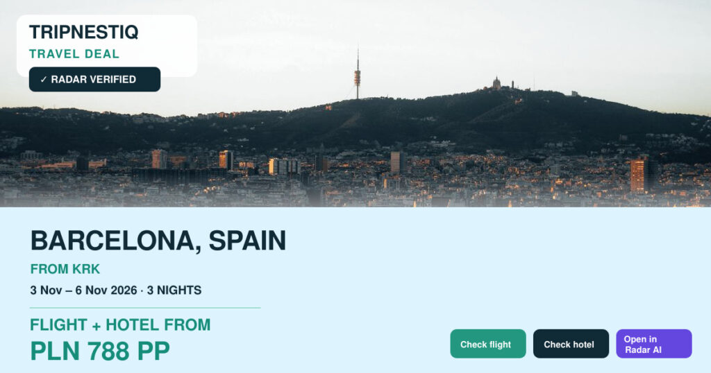 Barcelona travel deal from Kraków