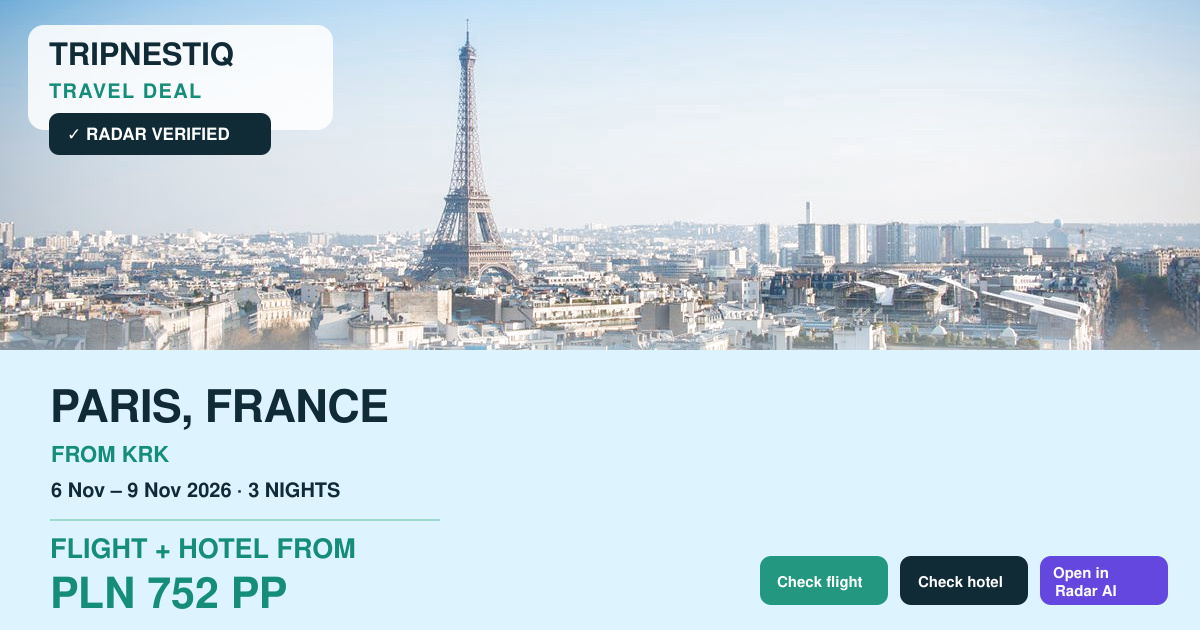 Paris travel deal from Kraków