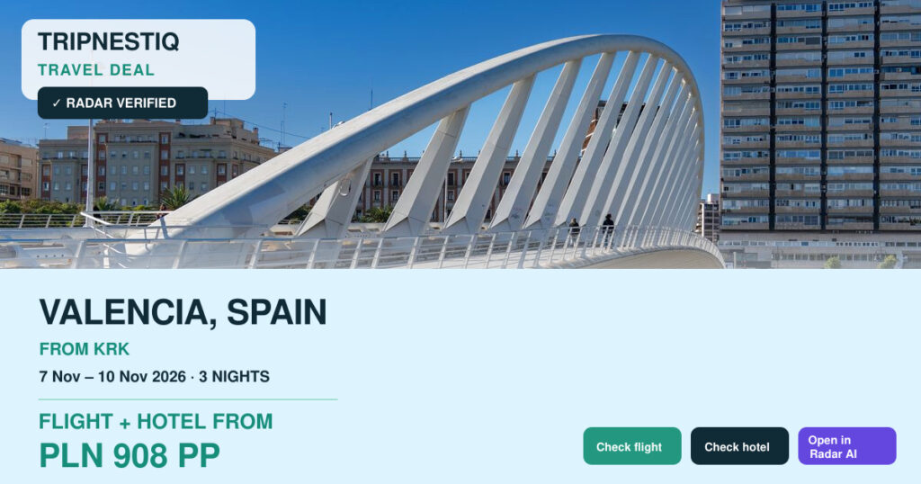 Valencia travel deal from Kraków