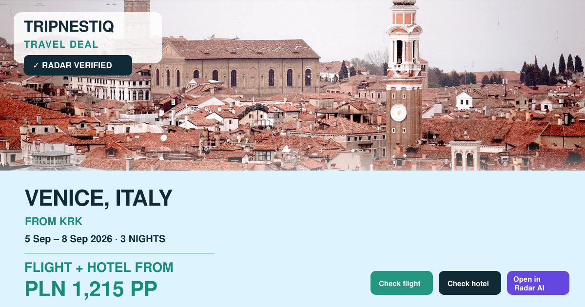 Venice travel deal from Kraków