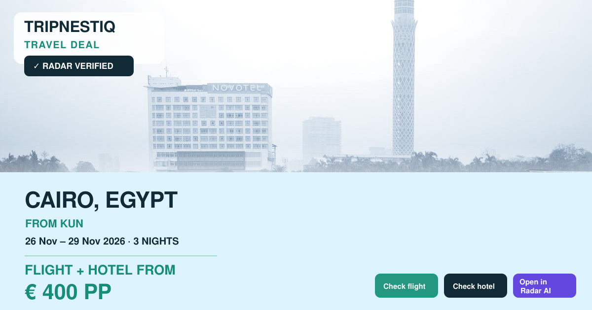 Cairo iš Kaunas — 3 nakvynės, skrydis + viešbutis nuo EUR 400 asm.