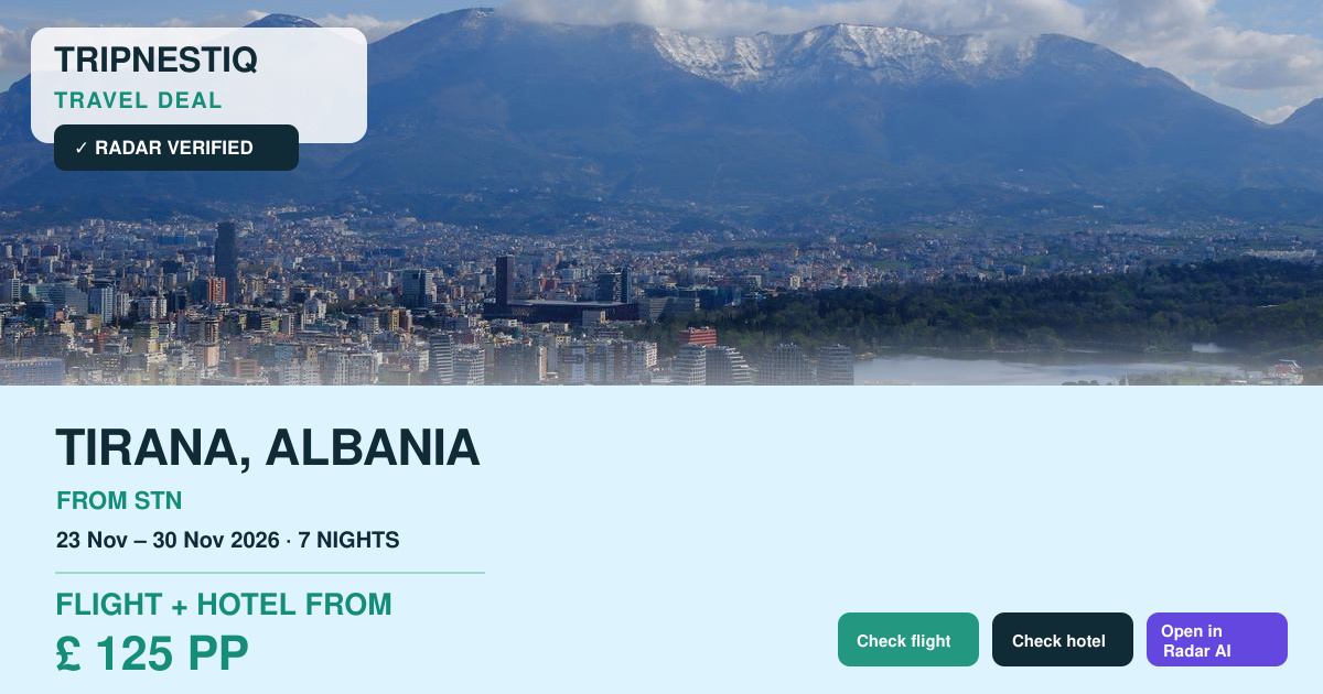 Tirana travel deal from London Stansted