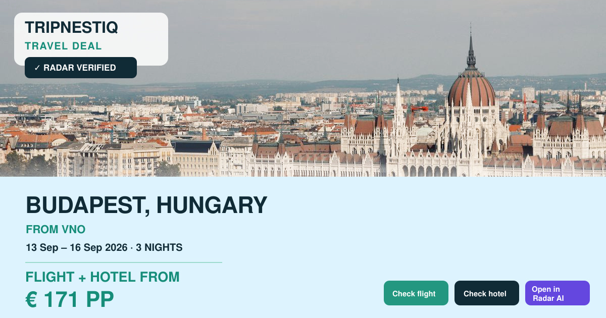 Budapest iš Vilnius — 3 nakvynės, skrydis + viešbutis nuo EUR 171 asm.