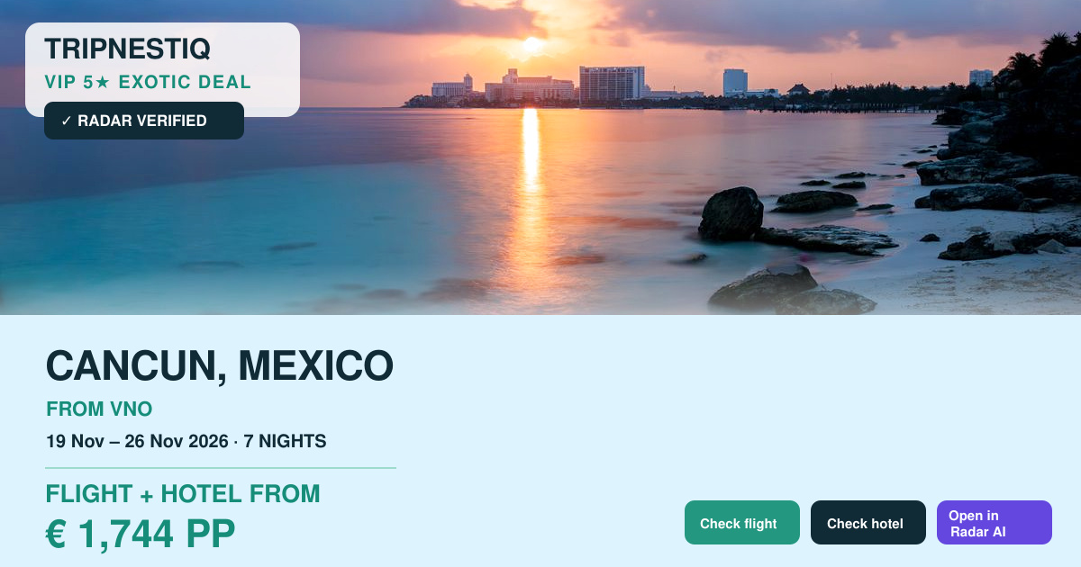 Cancun iš Vilnius — 7 nakvynės, skrydis + viešbutis nuo EUR 1,744 asm.