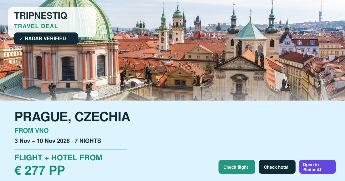 Prague iš Vilnius — 7 nakvynės, skrydis + viešbutis nuo EUR 277 asm.