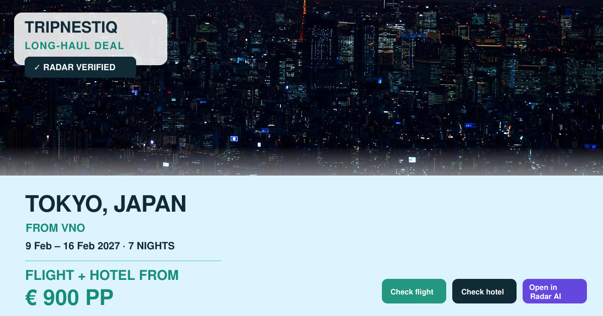 Tokyo iš Vilnius — 7 nakvynės, skrydis + viešbutis nuo EUR 900 asm.