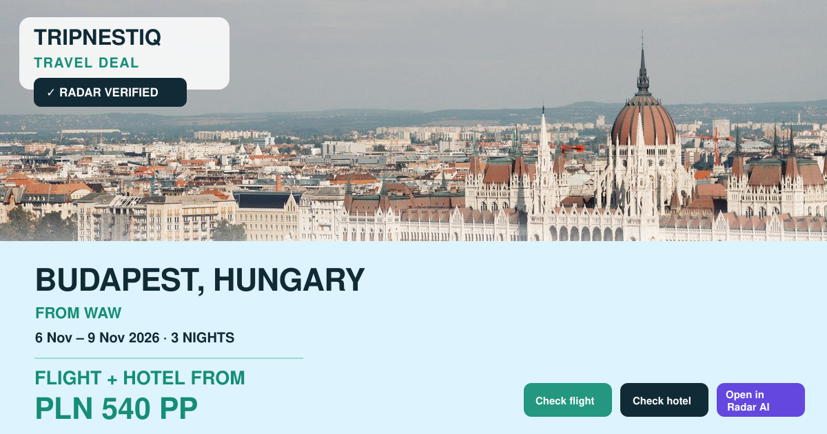 Budapest travel deal from Warszawa