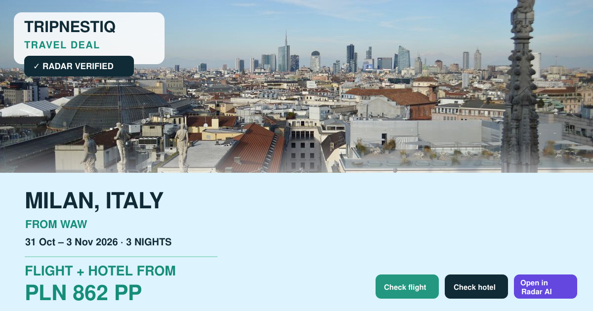 Milan travel deal from Warszawa