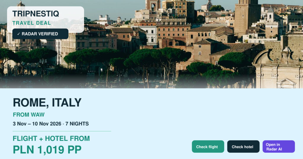 Rome travel deal from Warszawa