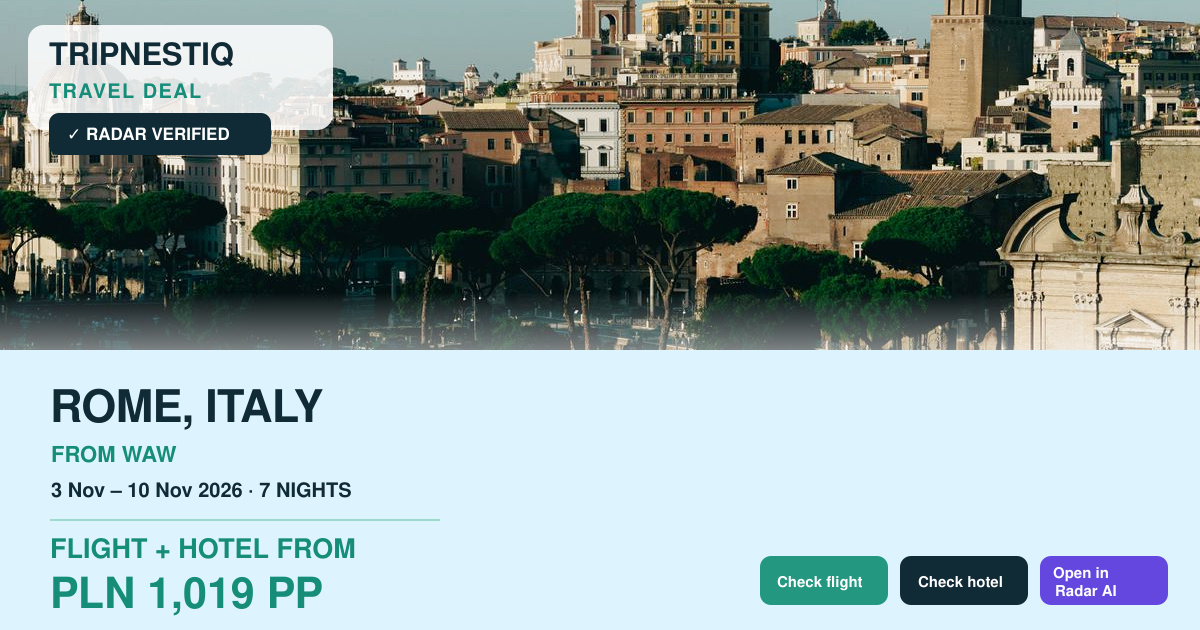 Rome travel deal from Warszawa