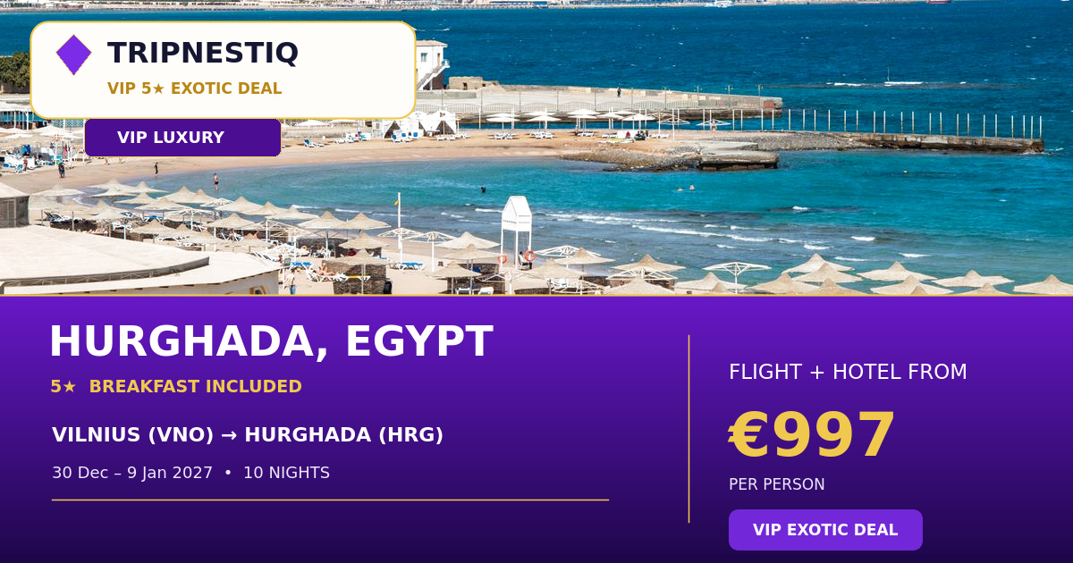 Hurghada iš Vilnius — 10 nakvynės, skrydis + viešbutis nuo EUR 997 asm.