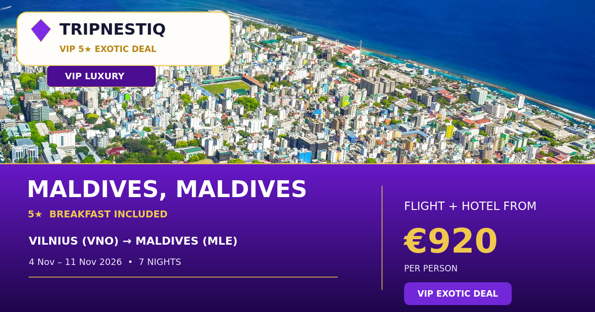 Maldives iš Vilnius — 7 nakvynės, skrydis + viešbutis nuo EUR 920 asm.