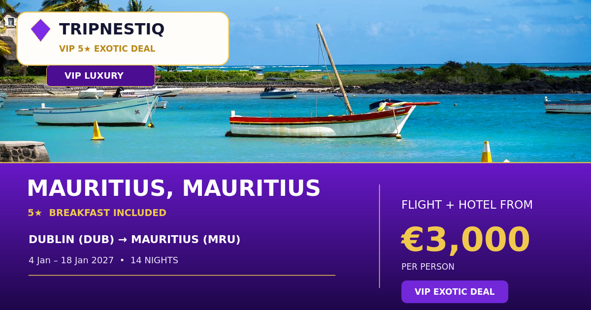 Mauritius from Dublin — 14 nights, flight + hotel from EUR 3,000 pp