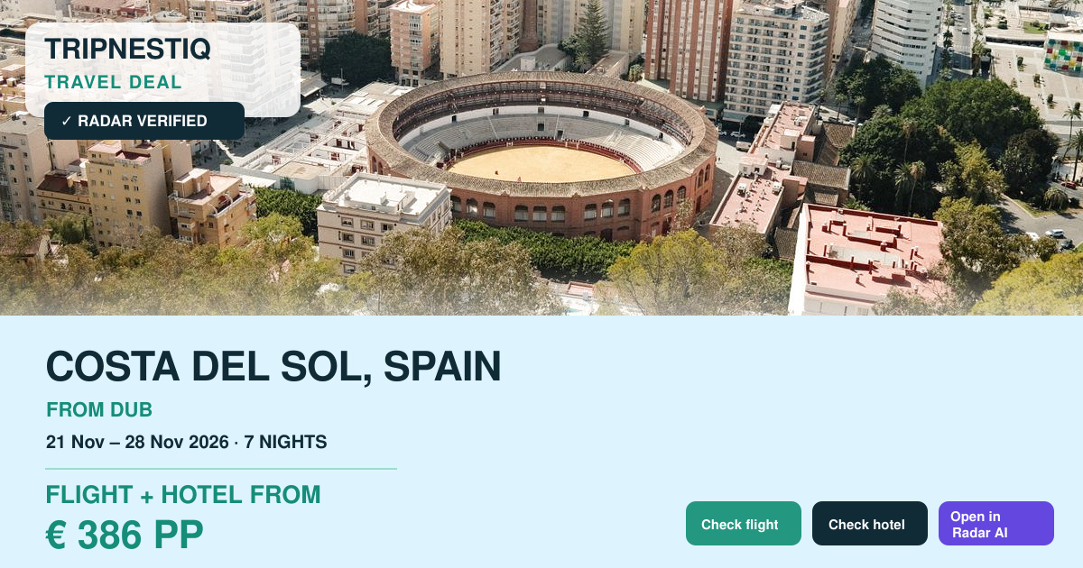 Costa del Sol from Dublin — 7 nights, flight + hotel from EUR 386 pp