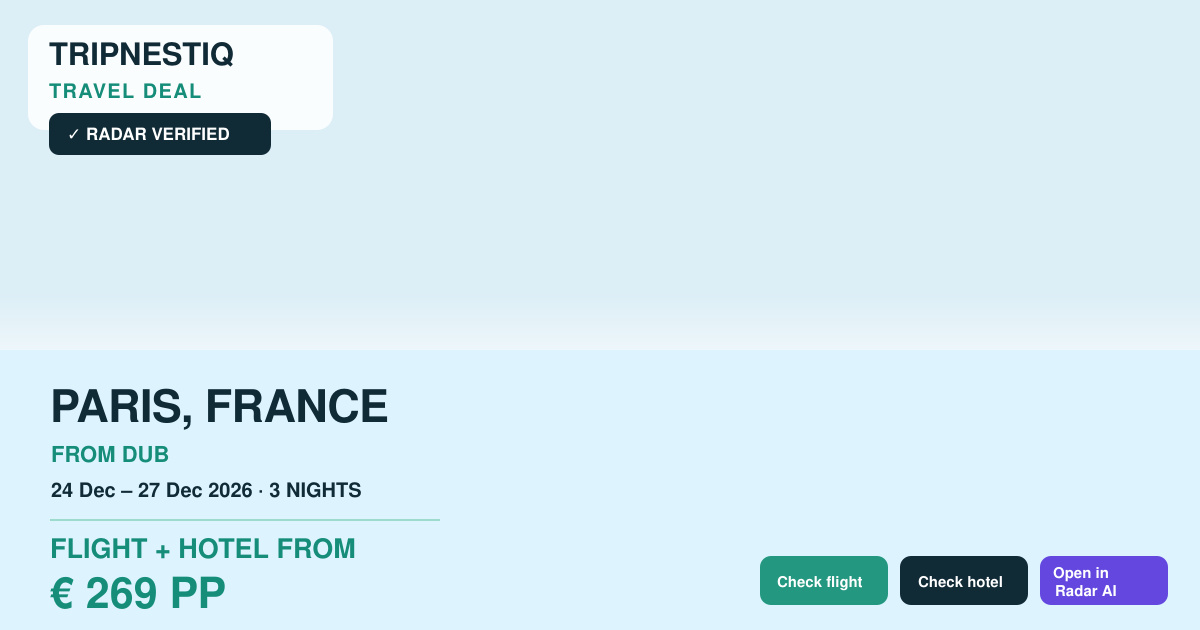 Paris from Dublin — 3 nights, flight + hotel from EUR 269 pp