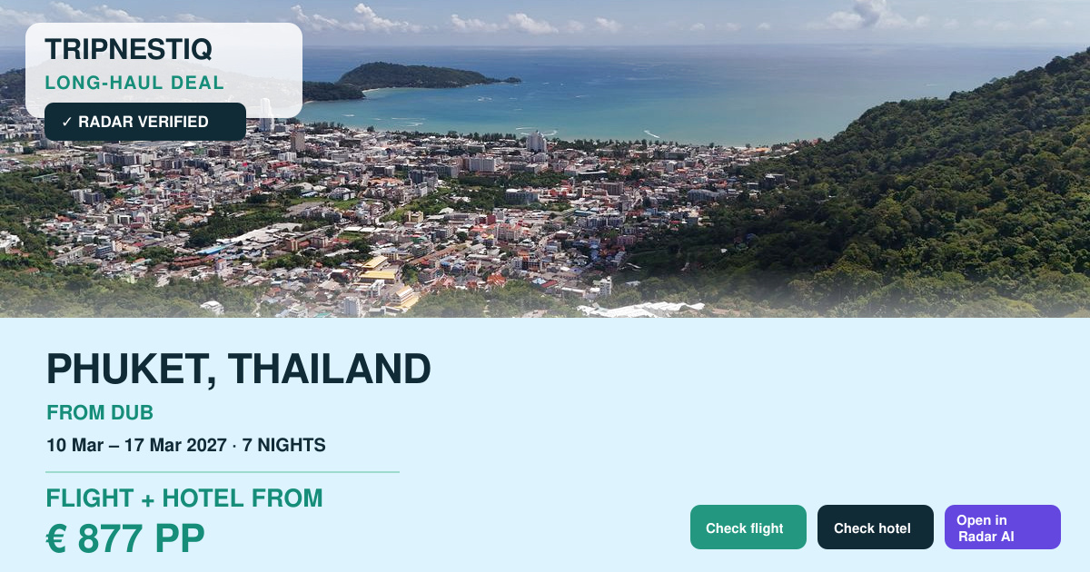 Phuket from Dublin — 7 nights, flight + hotel from EUR 877 pp