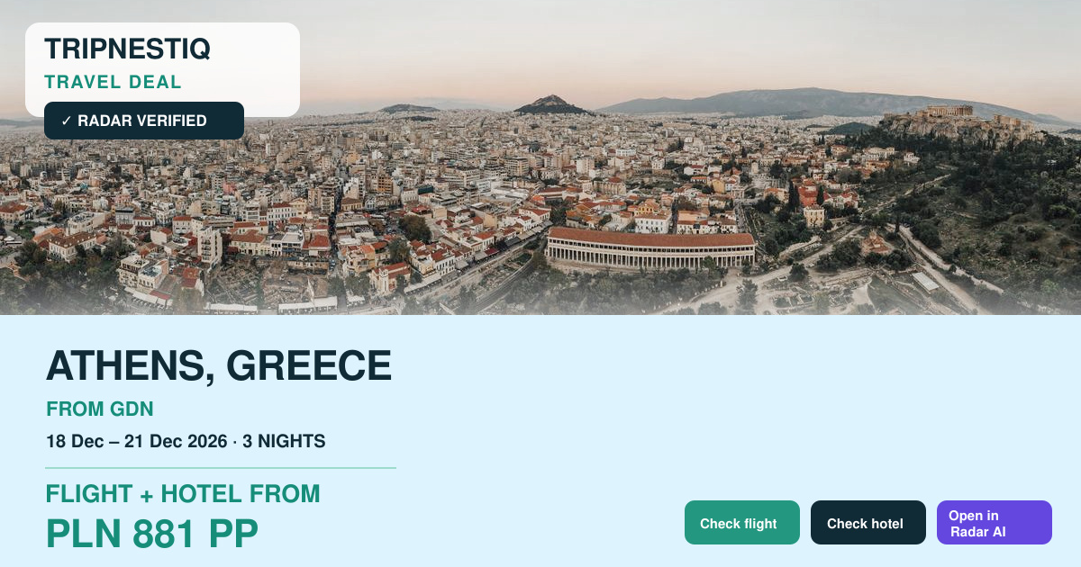 Athens travel deal from Gdańsk