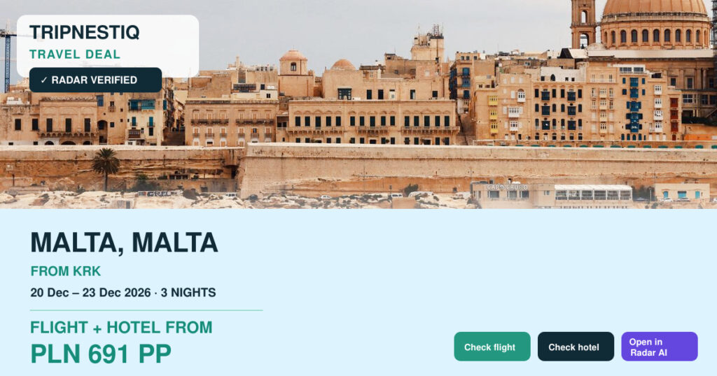 Malta travel deal from Kraków