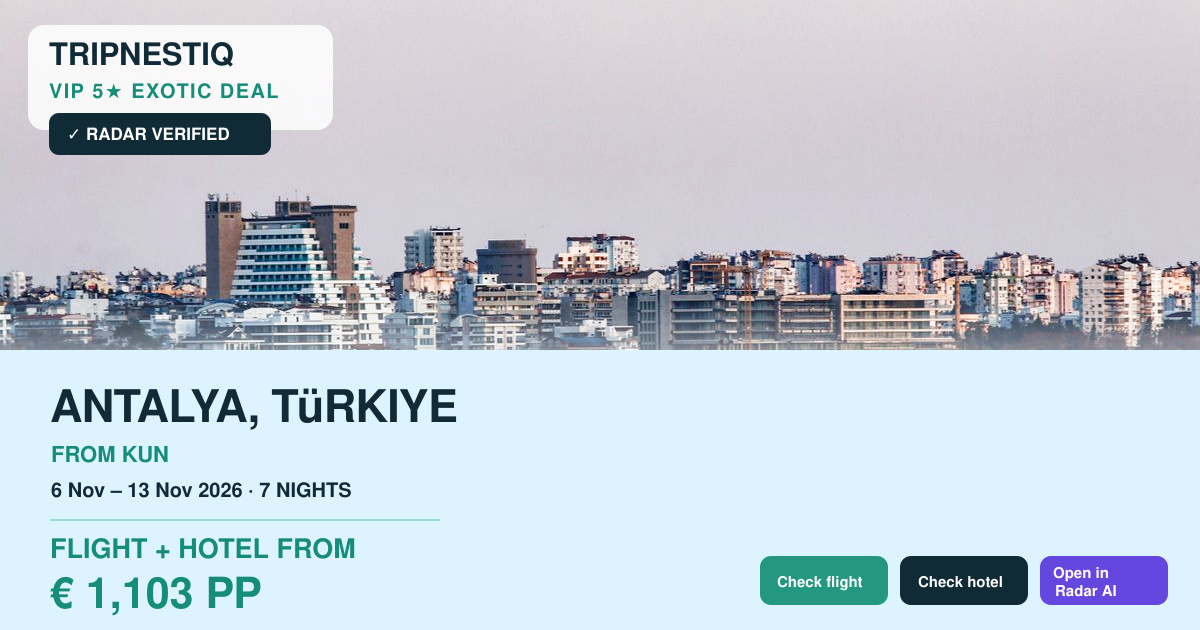 Antalya iš Kaunas — 7 nakvynės, skrydis + viešbutis nuo EUR 1,103 asm.