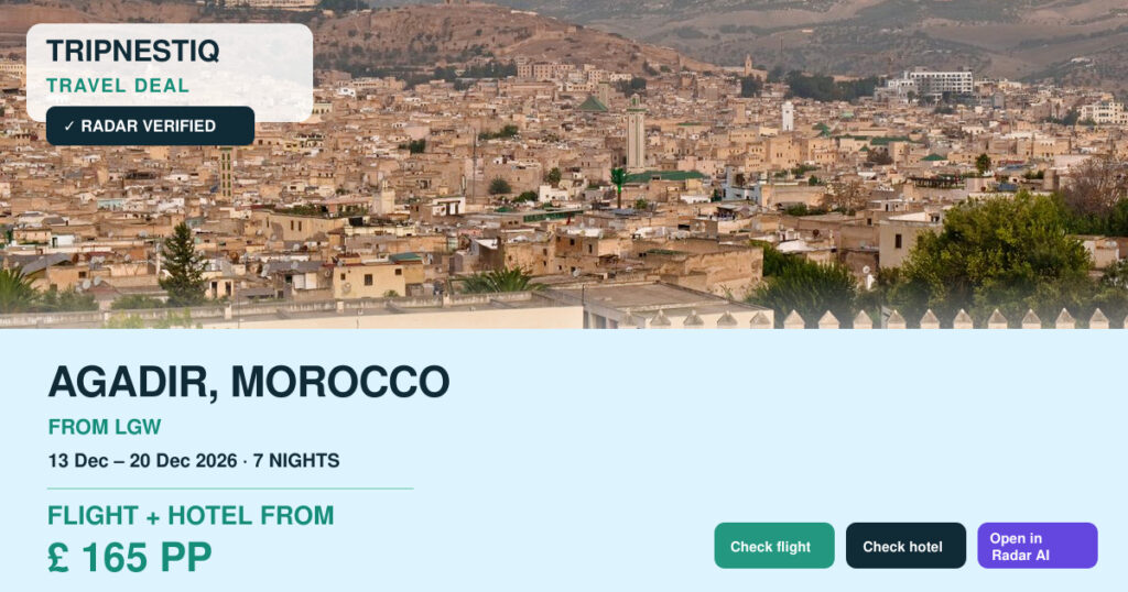 Agadir travel deal from London Gatwick
