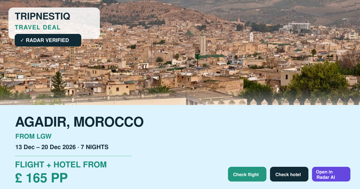 Agadir travel deal from London Gatwick