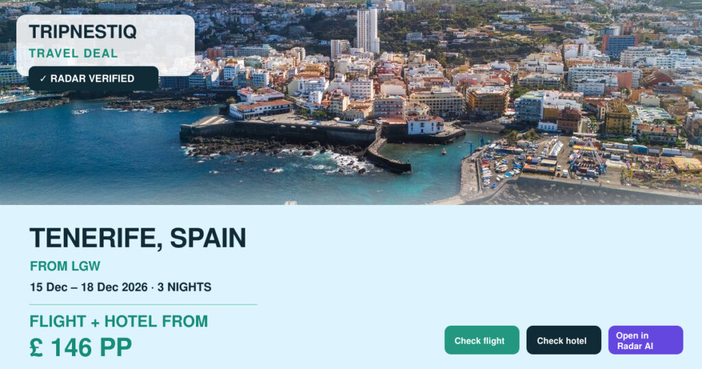 Tenerife travel deal from London Gatwick
