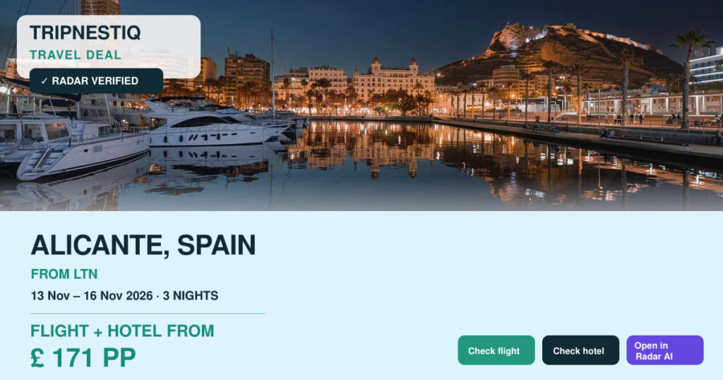 Alicante travel deal from London Luton