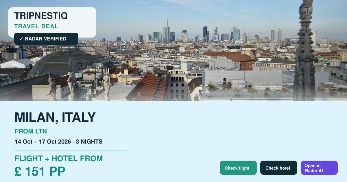 Milan travel deal from London Luton